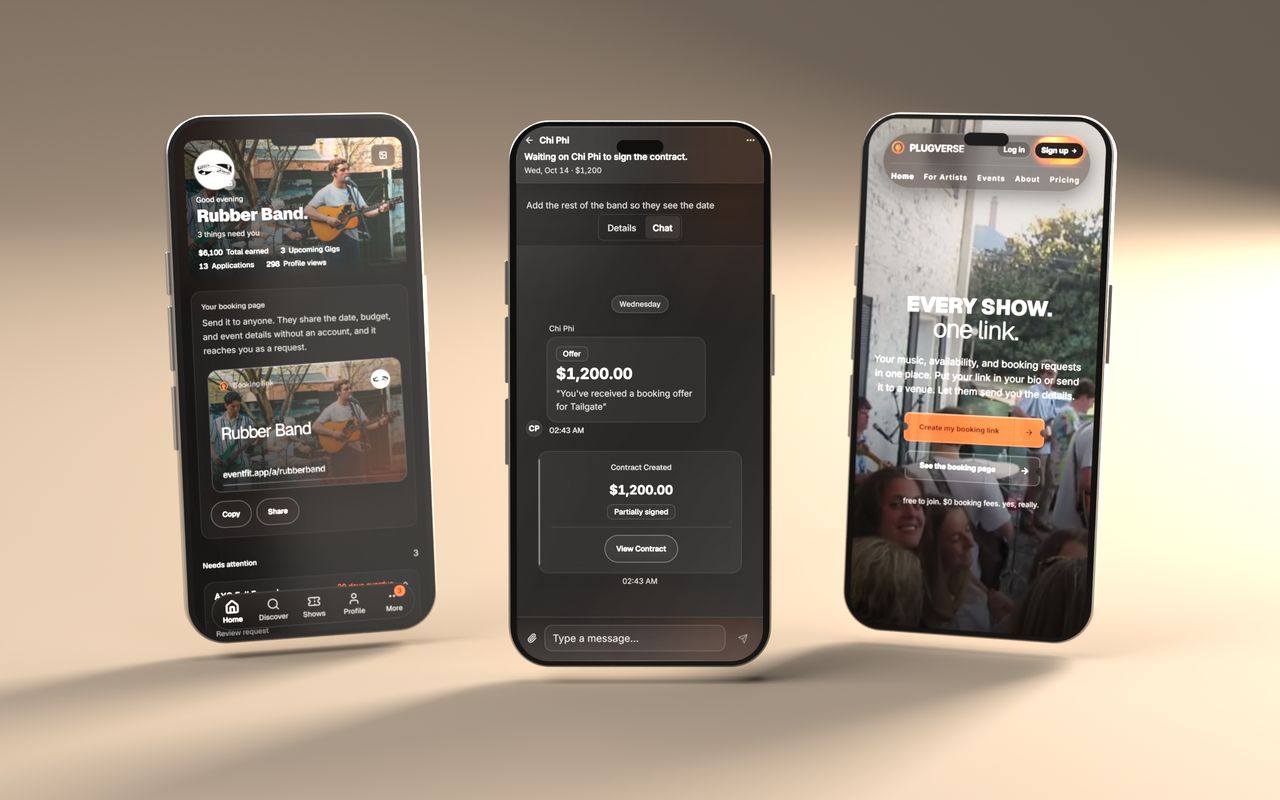 Dashboard, booking chat and landing on iPhone